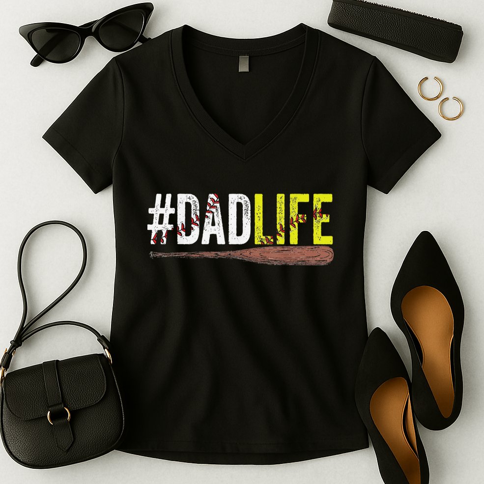 Dad of Ballers Dad of Baseball And Softball Player Women's V-Neck T-Shirt