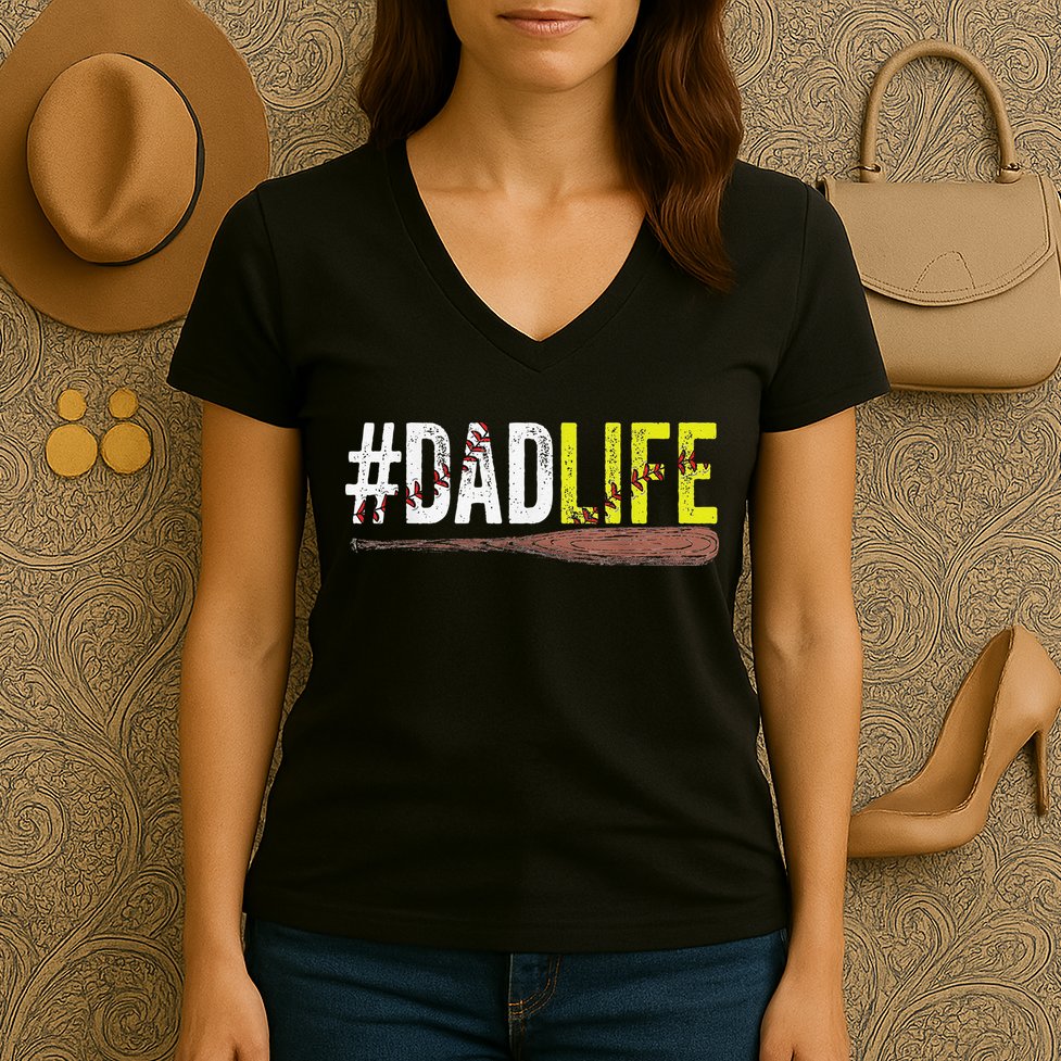 Dad of Ballers Dad of Baseball And Softball Player Women's V-Neck T-Shirt