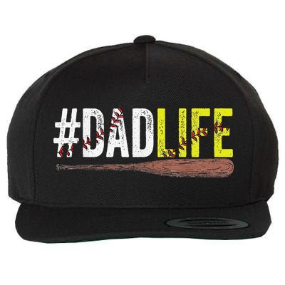 Dad of Ballers Dad of Baseball And Softball Player Wool Snapback Cap
