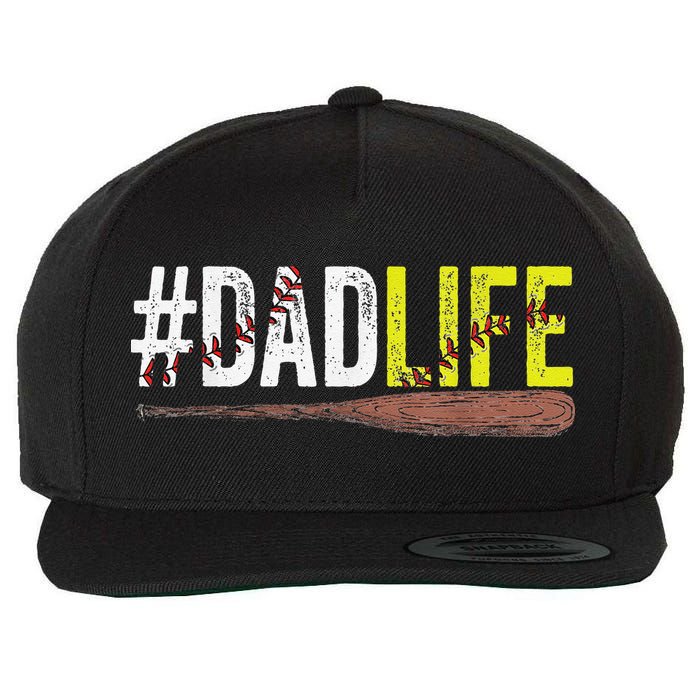 Dad of Ballers Dad of Baseball And Softball Player Wool Snapback Cap