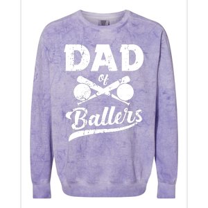 Dad Of Ballers Dad Of Baseball And Softball Player For Dad Colorblast Crewneck Sweatshirt