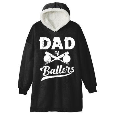 Dad Of Ballers Dad Of Baseball And Softball Player For Dad Hooded Wearable Blanket