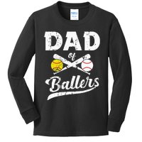 Dad Of Ballers Dad Of Baseball And Softball Player For Dad Kids Long Sleeve Shirt