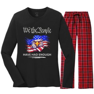 Design On Back We The People Have Had Enough Women's Long Sleeve Flannel Pajama Set 