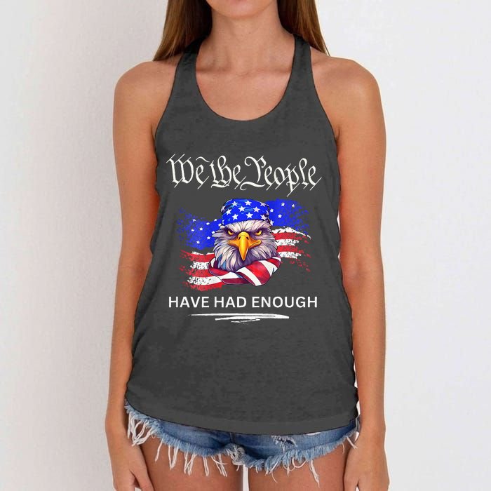 Design On Back We The People Have Had Enough Women's Knotted Racerback Tank