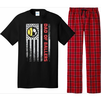 Dad Of Ballers Soccer Tennis Funny America Flag Pajama Set