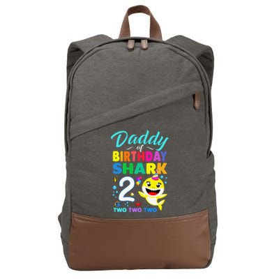 Daddy Of Birthday Shark 2nd Matching Oufit Party For Family Cotton Canvas Backpack