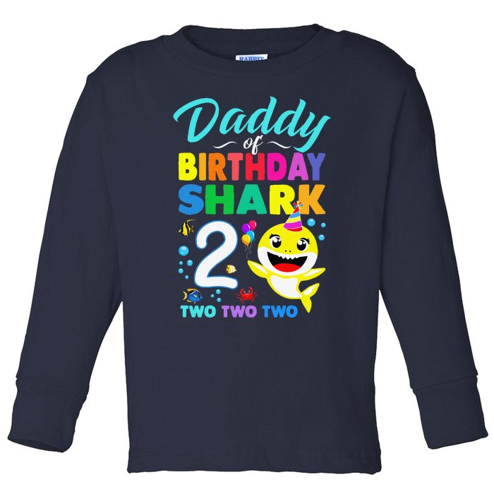 Daddy Of Birthday Shark 2nd Matching Oufit Party For Family Toddler Long Sleeve Shirt