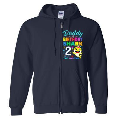 Daddy Of Birthday Shark 2nd Matching Oufit Party For Family Full Zip Hoodie