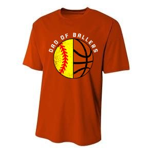 Dad Of Ballers Funny Softball Basketball Dad Gift Performance Sprint T-Shirt