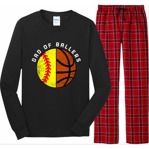 Dad Of Ballers Funny Softball Basketball Dad Gift Long Sleeve Pajama Set