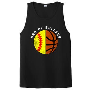 Dad Of Ballers Funny Softball Basketball Dad Gift PosiCharge Competitor Tank