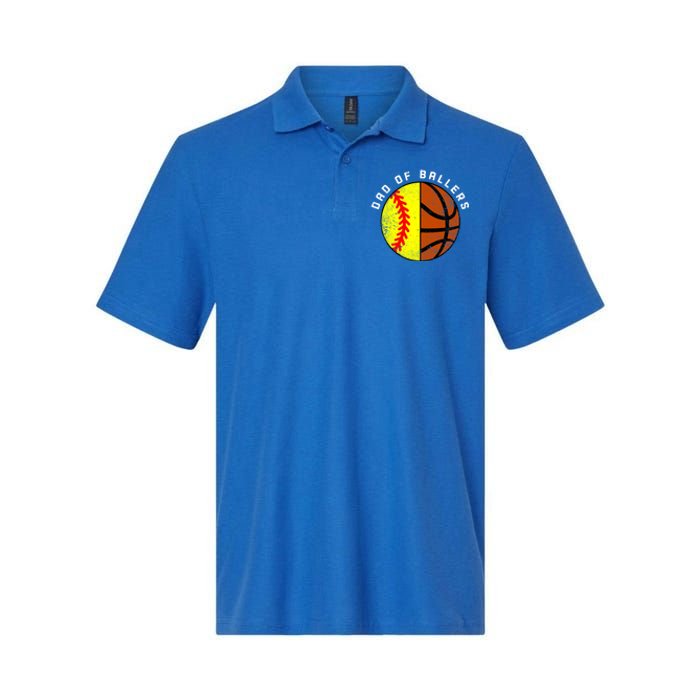 Dad Of Ballers Funny Softball Basketball Dad Gift Softstyle Adult Sport Polo