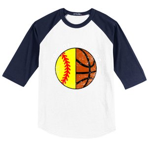 Dad Of Ballers Funny Softball Basketball Dad Gift Baseball Sleeve Shirt