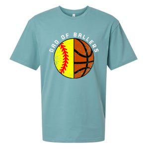 Dad Of Ballers Funny Softball Basketball Dad Gift Sueded Cloud Jersey T-Shirt