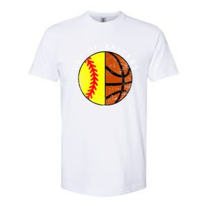 Dad Of Ballers Funny Softball Basketball Dad Gift Softstyle CVC T-Shirt