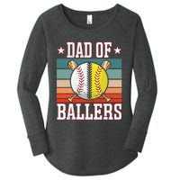 Dad Of Ballers Funny Baseball Funny Dad Softball Vintage. Women's Perfect Tri Tunic Long Sleeve Shirt