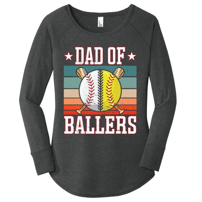 Dad Of Ballers Funny Baseball Funny Dad Softball Vintage. Women's Perfect Tri Tunic Long Sleeve Shirt