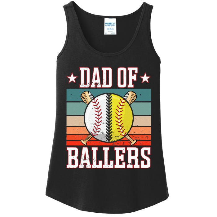 Dad Of Ballers Funny Baseball Funny Dad Softball Vintage. Ladies Essential Tank