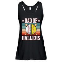 Dad Of Ballers Funny Baseball Funny Dad Softball Vintage. Ladies Essential Flowy Tank