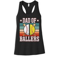 Dad Of Ballers Funny Baseball Funny Dad Softball Vintage. Women's Racerback Tank