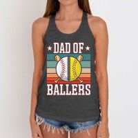 Dad Of Ballers Funny Baseball Funny Dad Softball Vintage. Women's Knotted Racerback Tank