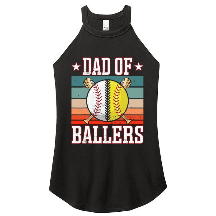 Dad Of Ballers Funny Baseball Funny Dad Softball Vintage. Women's Perfect Tri Rocker Tank