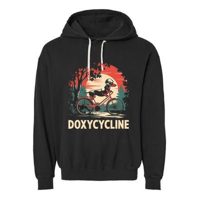 Dachshund On Bicycle Doxycycline Pharmacy Pun Dog Pharmacist Garment-Dyed Fleece Hoodie