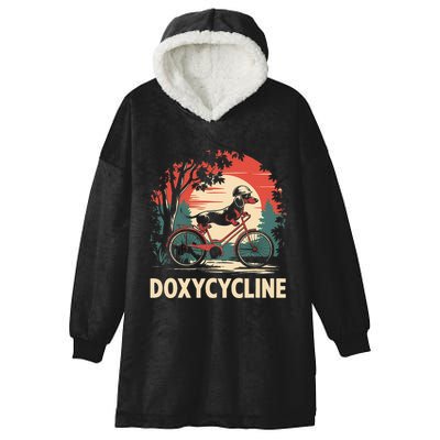 Dachshund On Bicycle Doxycycline Pharmacy Pun Dog Pharmacist Hooded Wearable Blanket