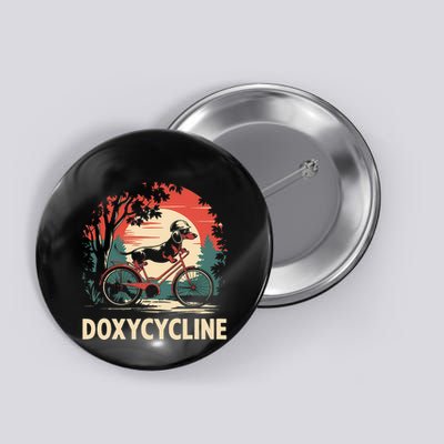 Dachshund On Bicycle Doxycycline Pharmacy Pun Dog Pharmacist Button