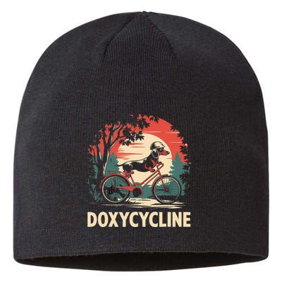 Dachshund On Bicycle Doxycycline Pharmacy Pun Dog Pharmacist Sustainable Beanie