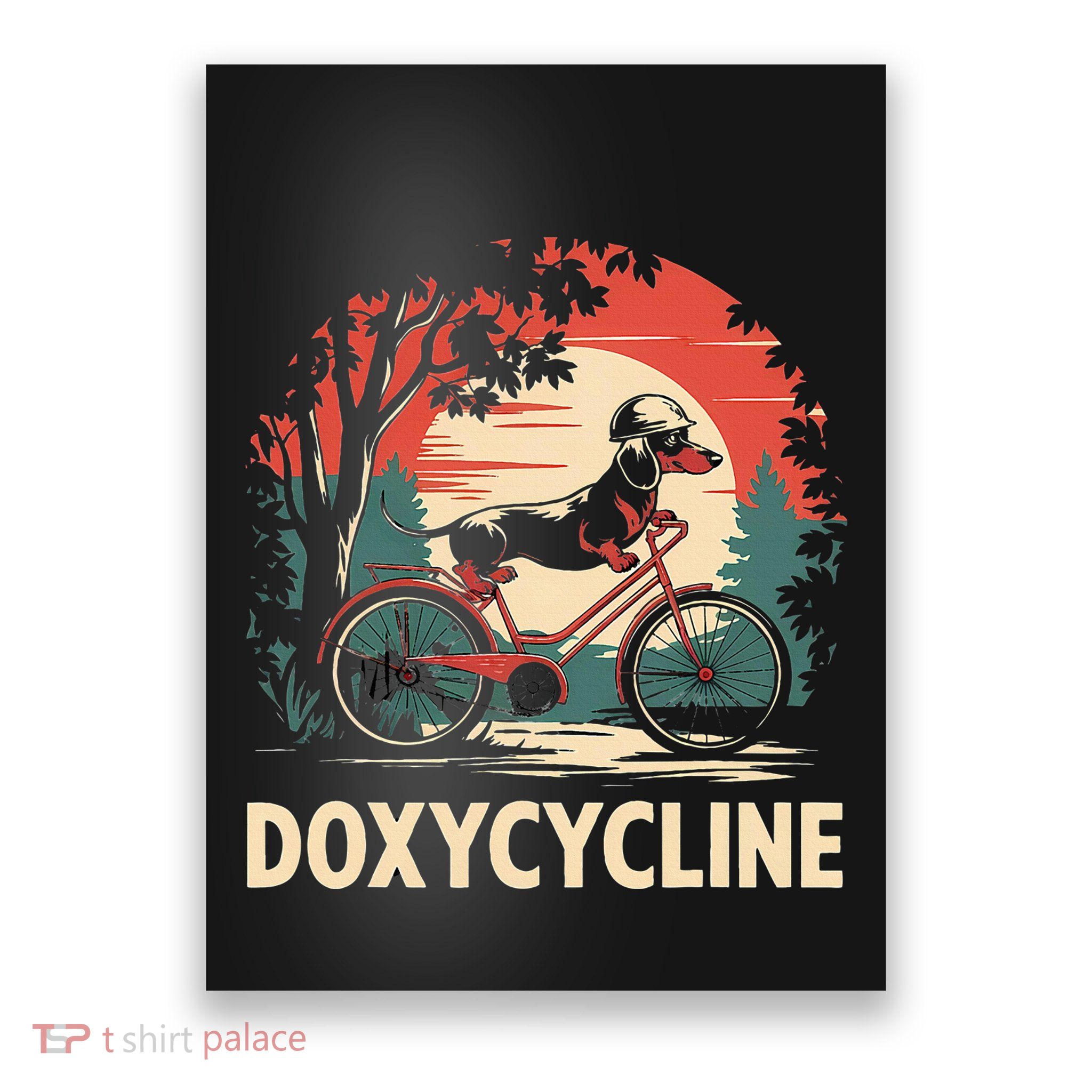 Dachshund On Bicycle Doxycycline Pharmacy Pun Dog Pharmacist Poster