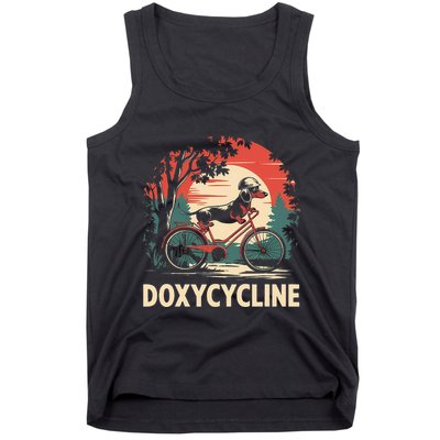 Dachshund On Bicycle Doxycycline Pharmacy Pun Dog Pharmacist Tank Top