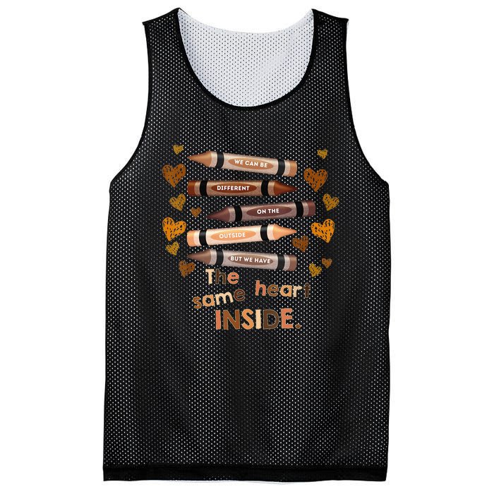 Different Outside But Same Heart Inside Black History Month Mesh Reversible Basketball Jersey Tank