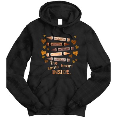 Different Outside But Same Heart Inside Black History Month Tie Dye Hoodie