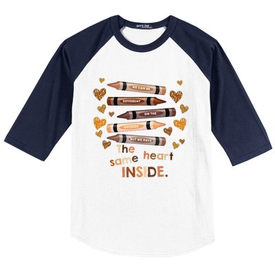 Different Outside But Same Heart Inside Black History Month Baseball Sleeve Shirt