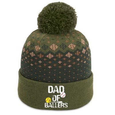 Dad Of Ballers Dad Of Baseball And Softball Player For Dad The Baniff Cuffed Pom Beanie