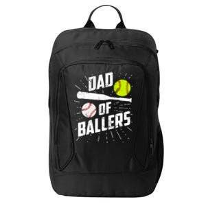 Dad Of Ballers Funny Baseball Softball Game Fathers Day Gift City Backpack