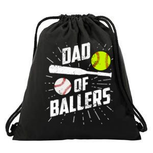 Dad Of Ballers Funny Baseball Softball Game Fathers Day Gift Drawstring Bag