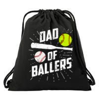 Dad Of Ballers Funny Baseball Softball Game Fathers Day Gift Drawstring Bag