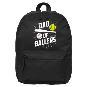 Dad Of Ballers Funny Baseball Softball Game Fathers Day Gift 16 in Basic Backpack