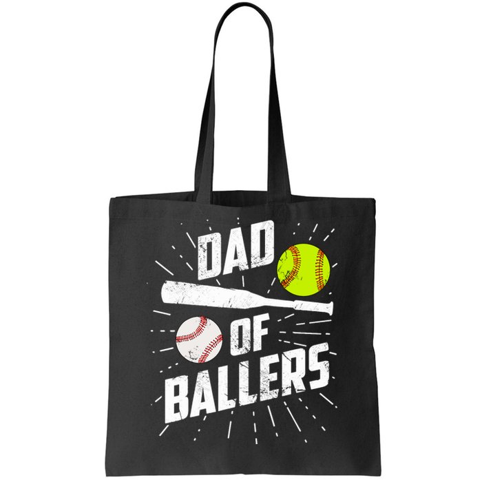 Dad Of Ballers Funny Baseball Softball Game Fathers Day Gift Tote Bag