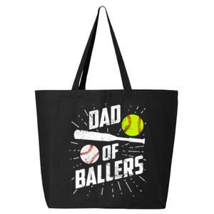 Dad Of Ballers Funny Baseball Softball Game Fathers Day Gift 25L Jumbo Tote