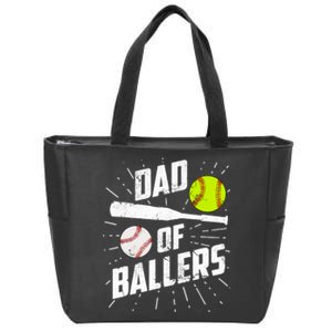 Dad Of Ballers Funny Baseball Softball Game Fathers Day Gift Zip Tote Bag