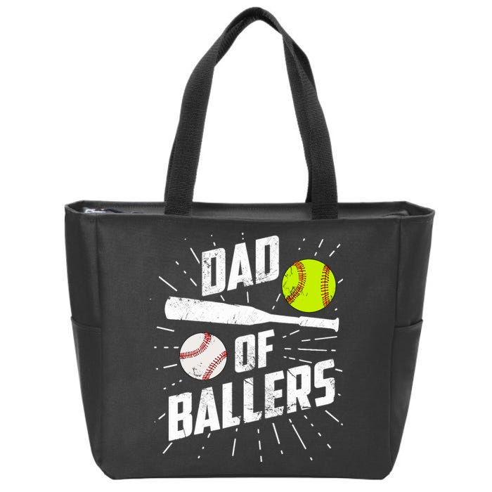 Dad Of Ballers Funny Baseball Softball Game Fathers Day Gift Zip Tote Bag