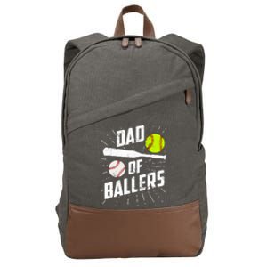 Dad Of Ballers Funny Baseball Softball Game Fathers Day Gift Cotton Canvas Backpack