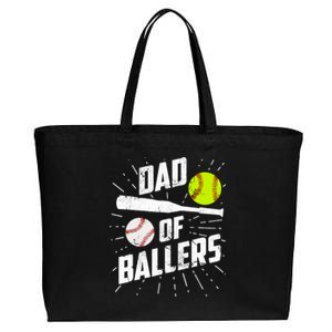 Dad Of Ballers Funny Baseball Softball Game Fathers Day Gift Cotton Canvas Jumbo Tote