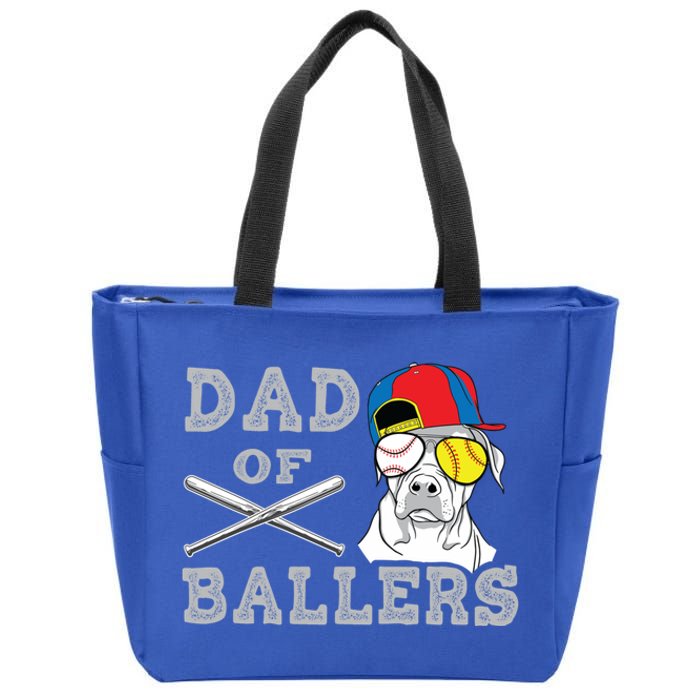 Dad Of Ballers Softball Baseball Father Gift Zip Tote Bag