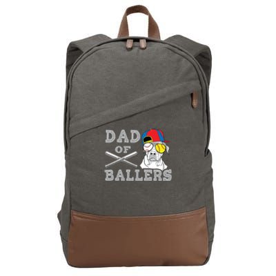 Dad Of Ballers Softball Baseball Father Gift Cotton Canvas Backpack