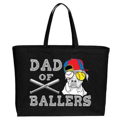 Dad Of Ballers Softball Baseball Father Gift Cotton Canvas Jumbo Tote